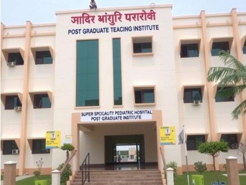 Modern hospital building with pediatric wing